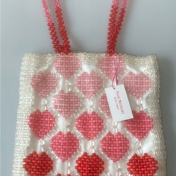NWT Isaac Mizrahi beaded heart valentines purse tote bag - Picture 4 of 4